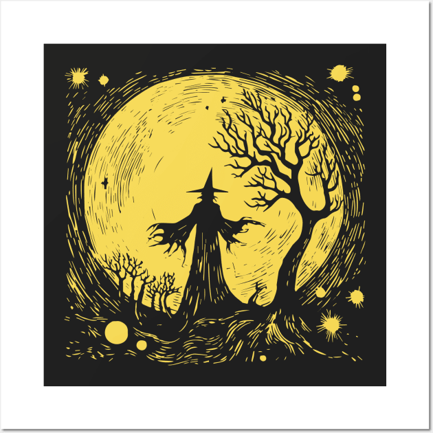 Linocut Witch Wall Art by n23tees